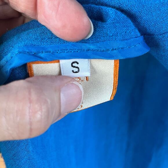 Fridaze Women's Royal Blue 100% Linen Button Front Top Size S - Picture 9 of 10